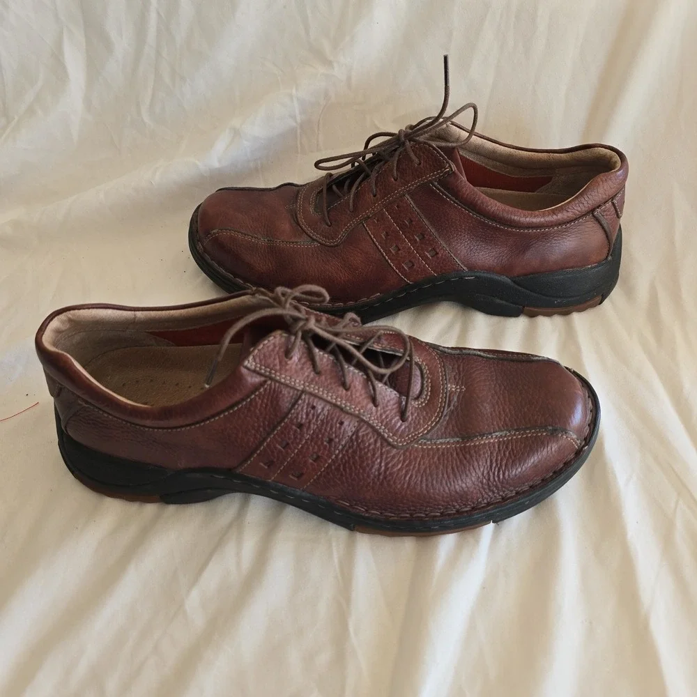 Clarks Casual Oxford Shoe 73106 Brown Leather Mens 11 M Bicycle Toe Comfort Work